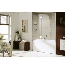Paragon Bath, Extender Panel with AURORA LUX-E With Side Panel- Premium 3/8 in. (10mm) Thick Glass, Size: 48"W x 58"H, Frame-less Glass Design, Chrome Hardware Finish, One Glass Shelf, Limited 10 (Ten) Year Manufacturer Warranty 